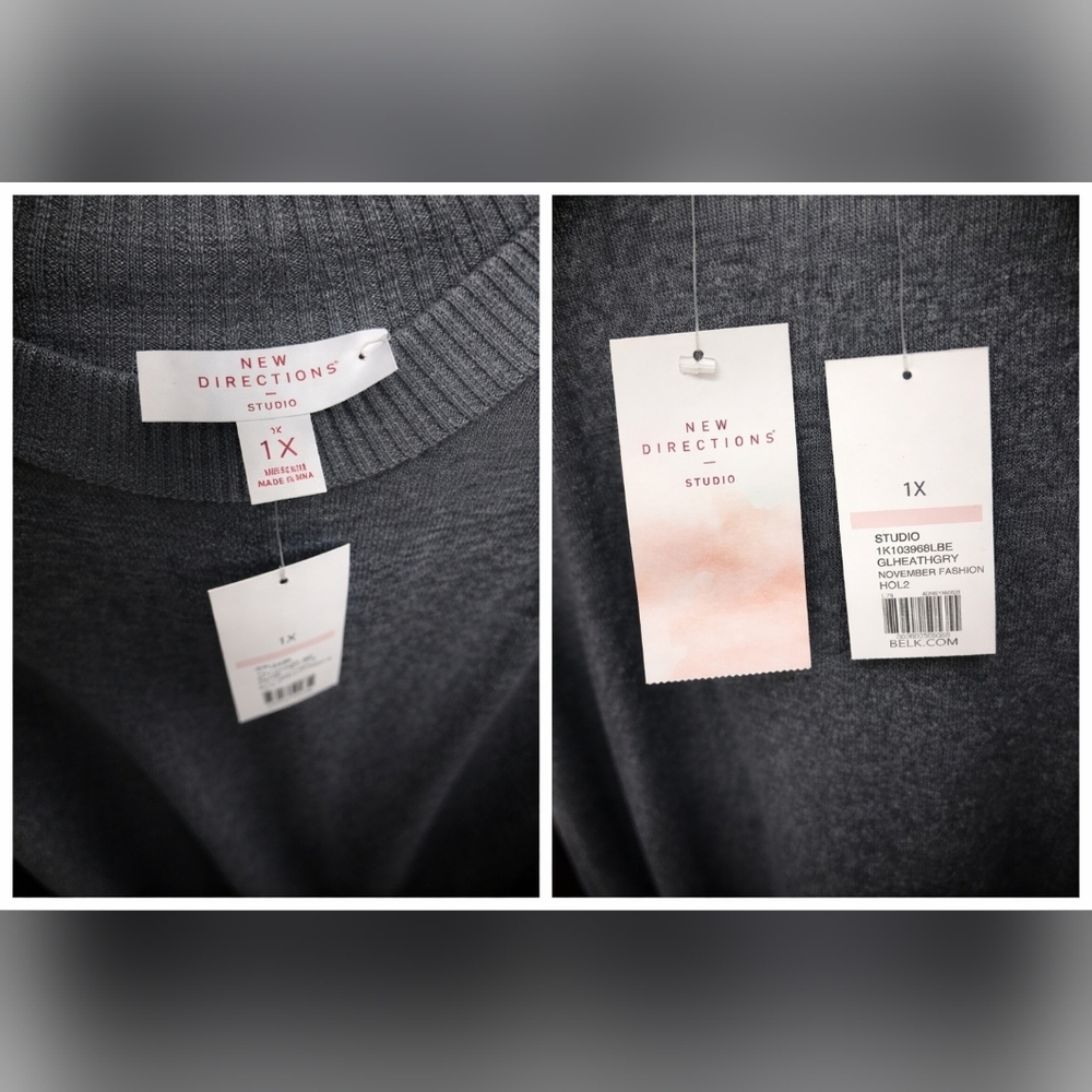 Soft Minimalist Slouchy Knit Sweater | New Directions | 1X - Picture 3 of 4